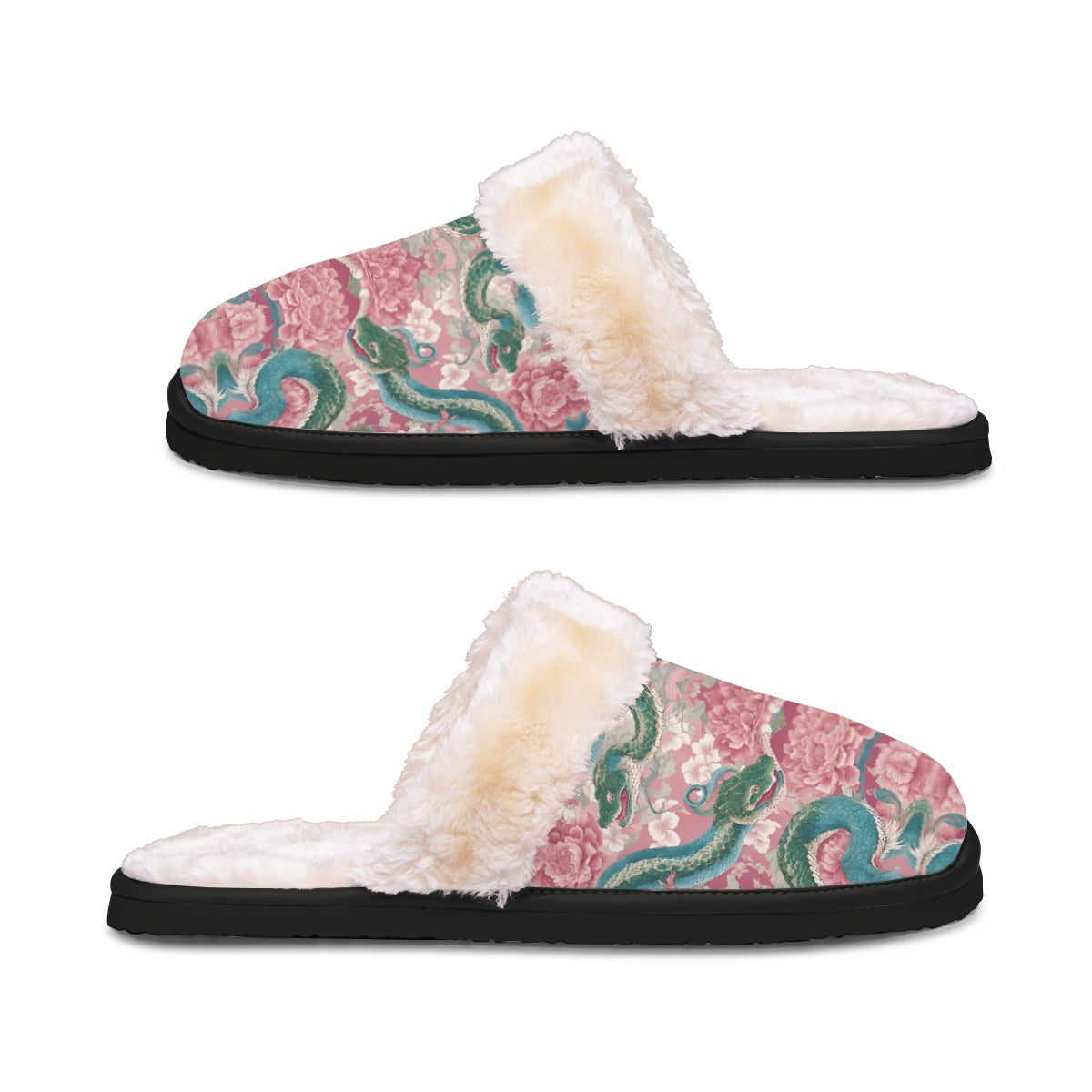 PGP Holiday Men's Home Plush Slippers | Lunar Garden Blush, Sky & Moon | Renewal, Simplicity & Balance