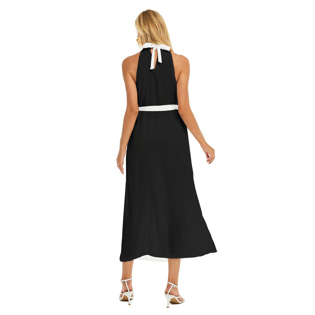 PGP Holiday Amanda Pookie Spring Gala Halter Dress – Breezy Wrap Hem Style with Waist Tie