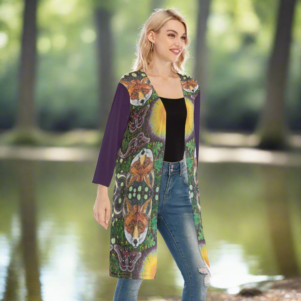 Margeaux Foxfire V-neck Mesh Cardigan