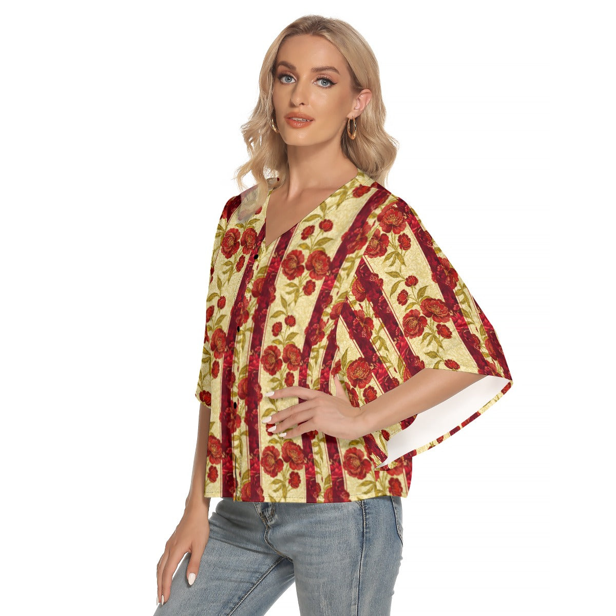 PGP Holiday Wildwood Rose Wing Sleeve Blouse – Elegant & Effortless Style