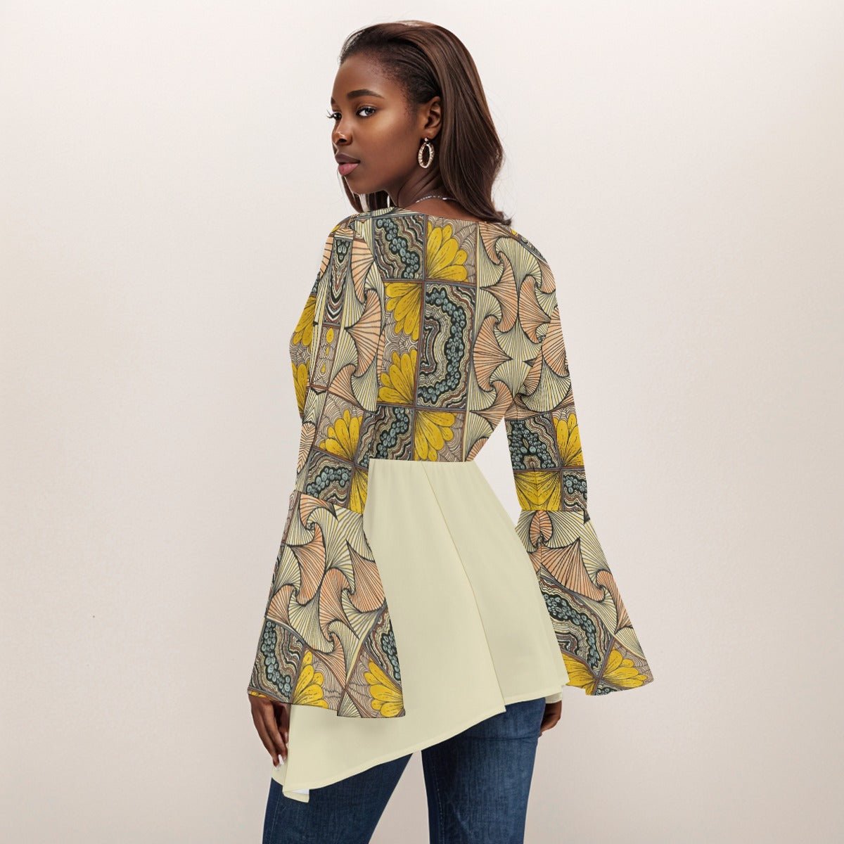 PGP Holiday Melissa Regeneration V-Neck Blouse with Flared Sleeves