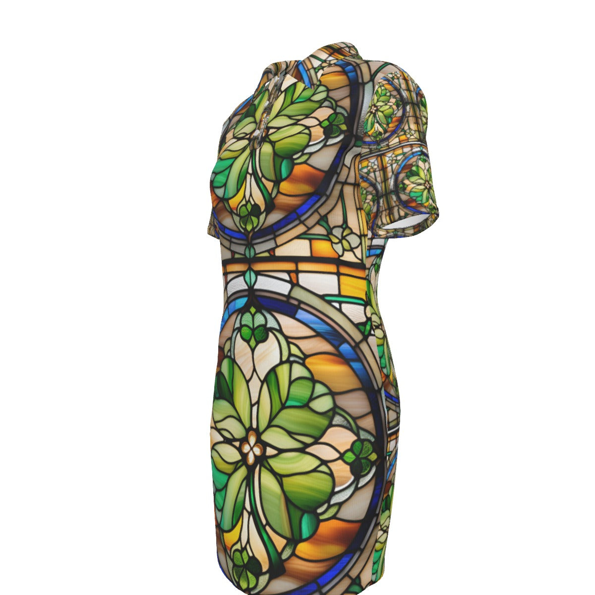 PGP Holiday Draíocht Ádh Polo Dress – Elegant Stained Glass Print