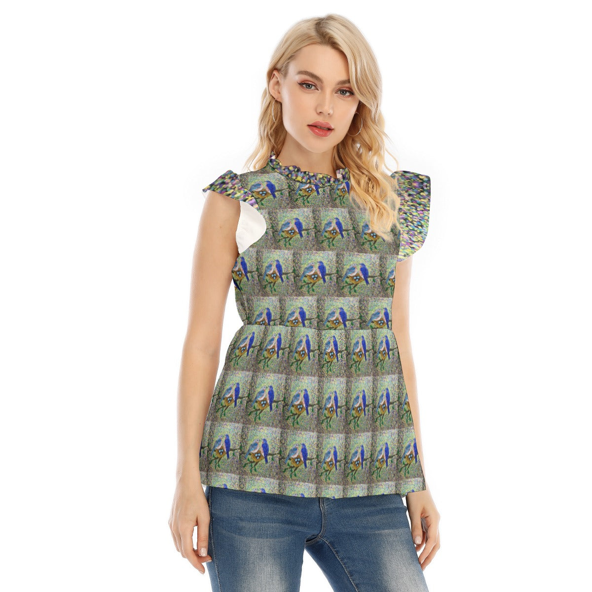PGP Holiday Margeaux Bluebird Lotus Leaf Lace Blouse – Elegant & Breezy Spring Style