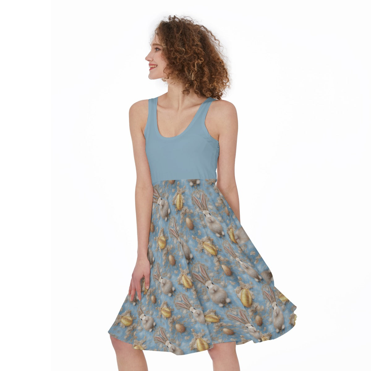 PGP Holiday Meadow Bunny Women's Sleeveless Dress – Elegant & Breezy Easter Fashion