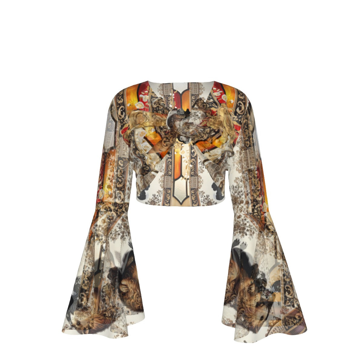 PGP Holiday Groundhog Day Winters End Lace Up Bell Sleeve Blouse – Elegant & Mystical