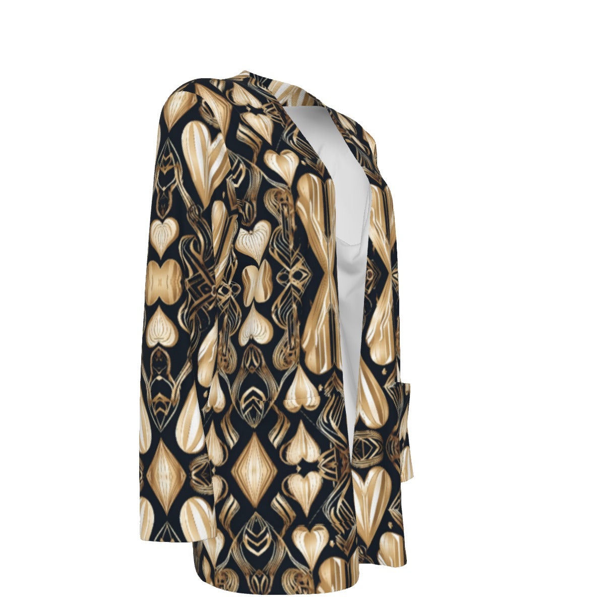 PGP Holiday Eros Époque Pocket Cardigan - Black & Gold Art Deco Design