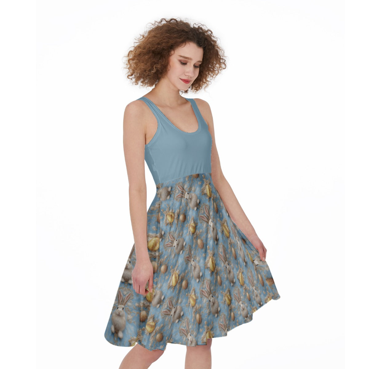 PGP Holiday Meadow Bunny Women's Sleeveless Dress – Elegant & Breezy Easter Fashion