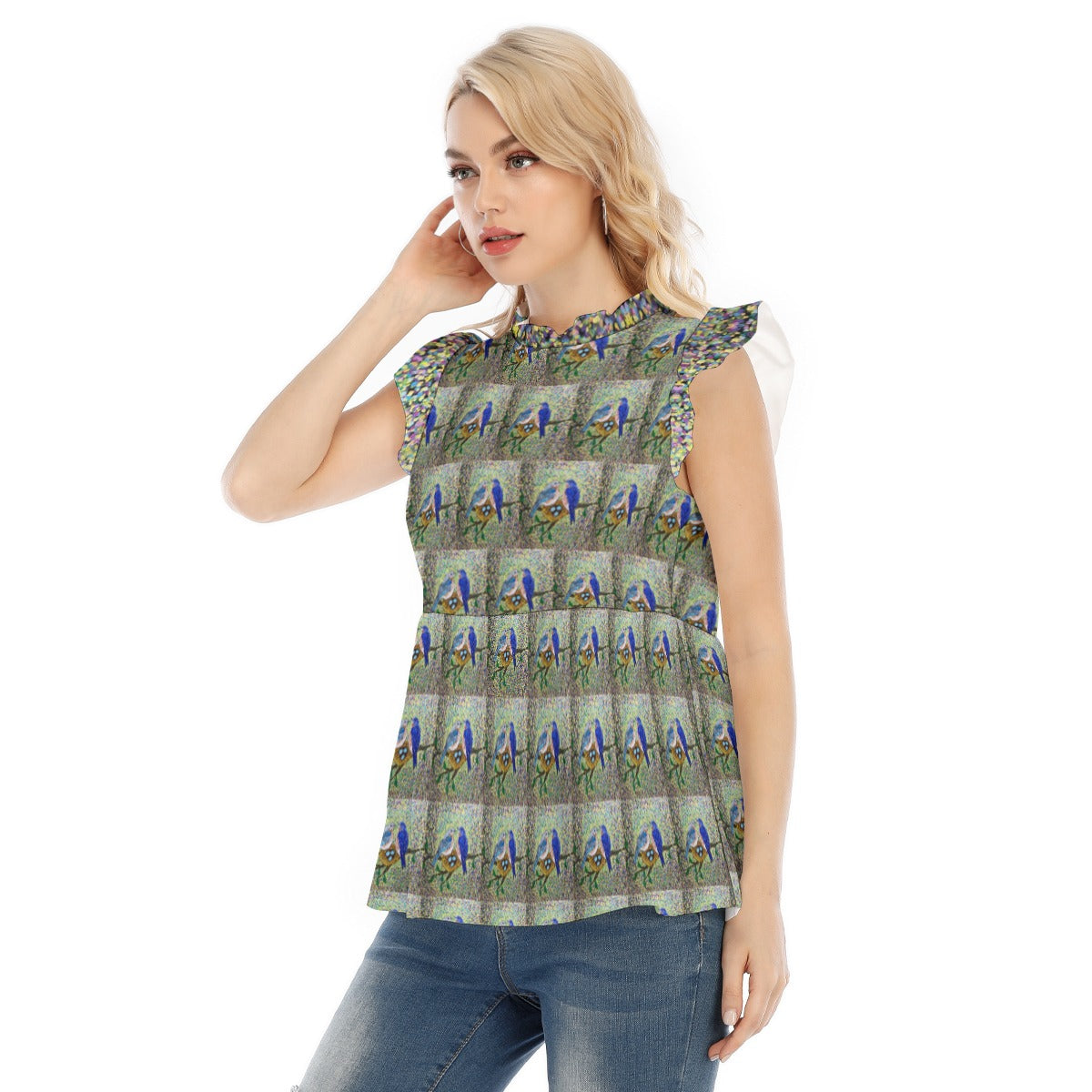 PGP Holiday Margeaux Bluebird Lotus Leaf Lace Blouse – Elegant & Breezy Spring Style