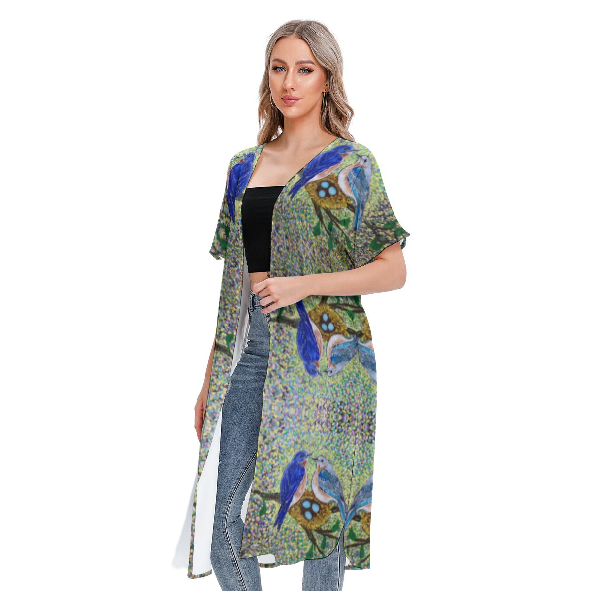 PGP Holiday Margeaux Bluebird Short Sleeve Cardigan – Lightweight Mesh Cover-Up