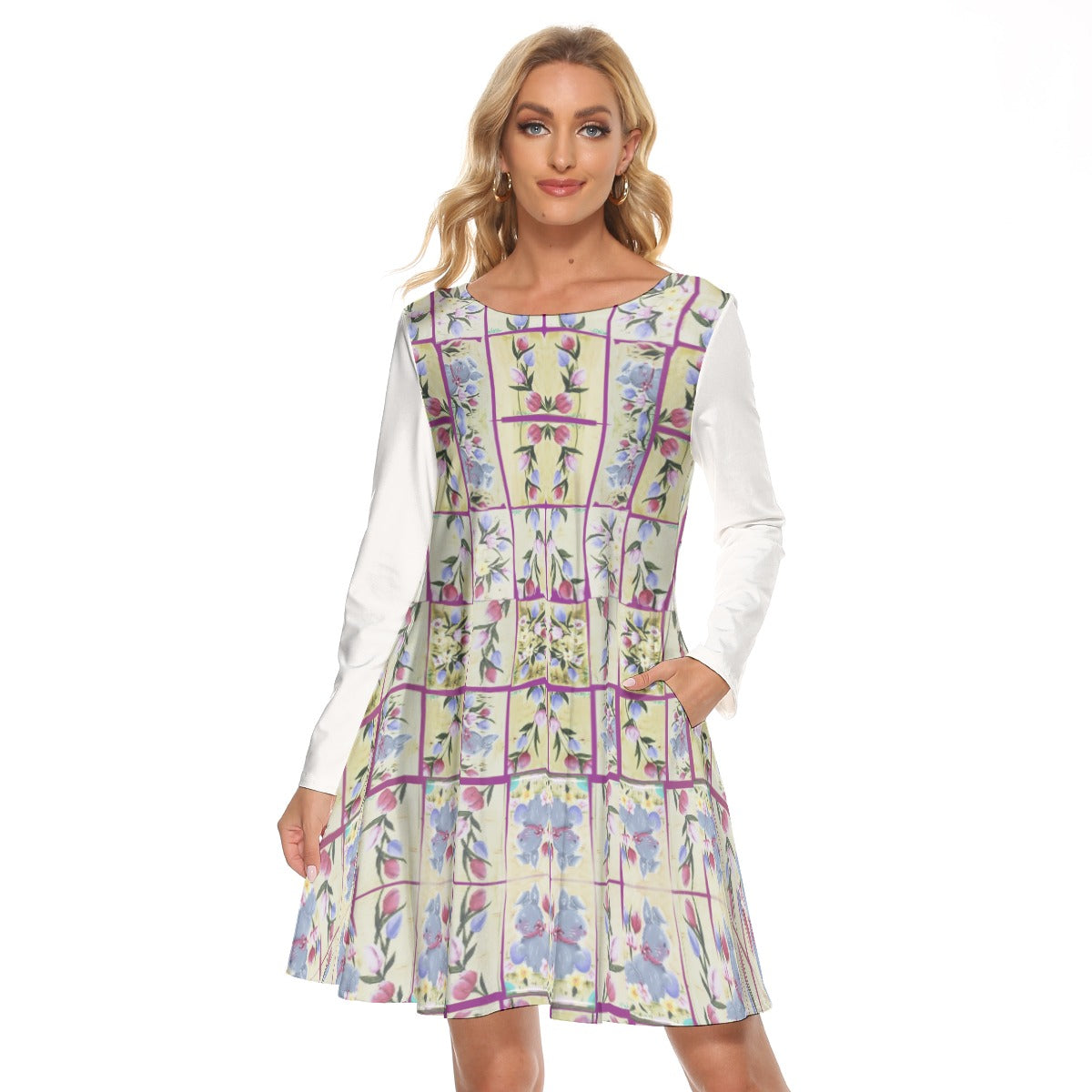PGP Holiday Suzanne Bunny Garden Women's Crew Neck Dress – Mother/Daughter Dress Alike