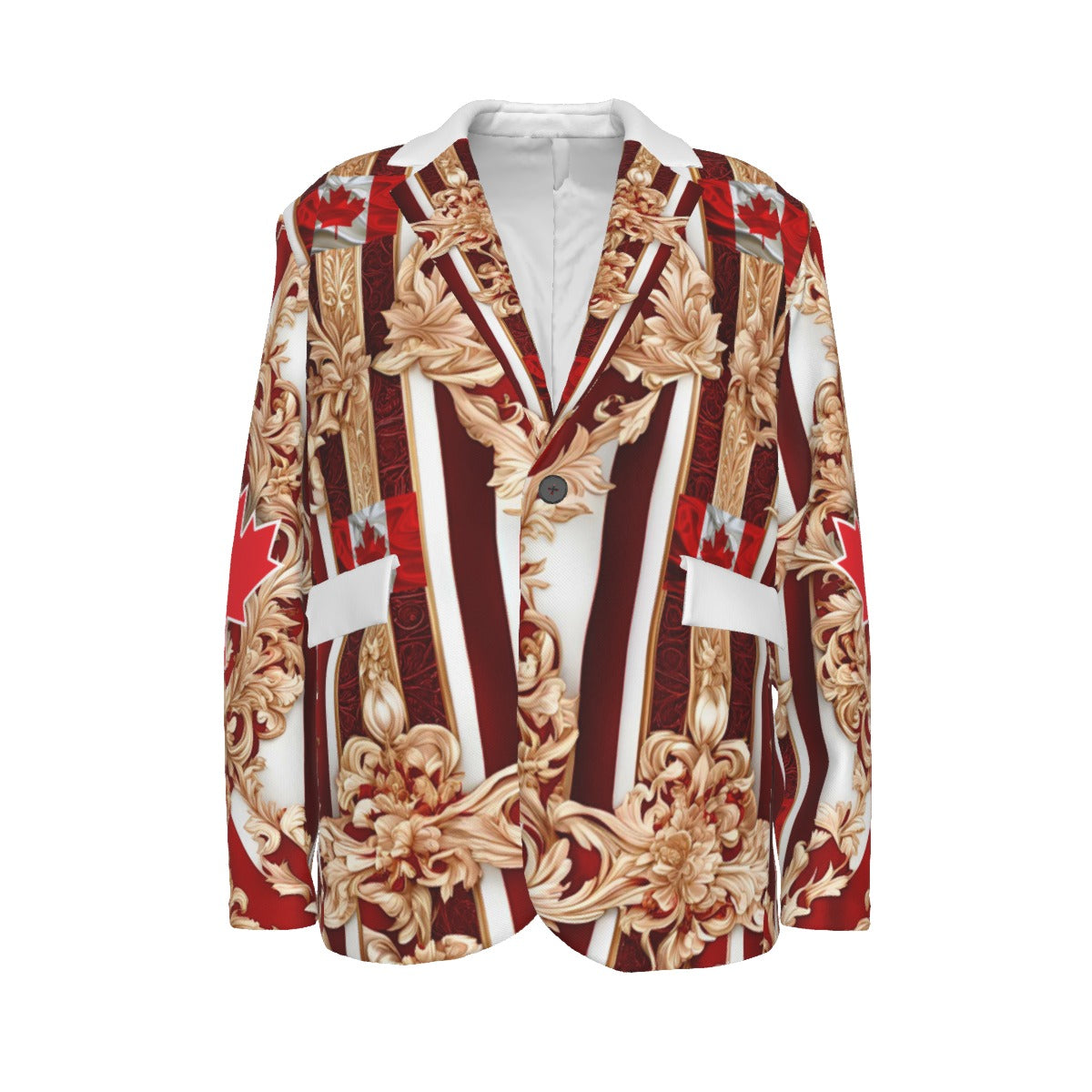 PGP Holiday Drapeau Souverain Flat Lapel Collar Casino Blazer – 100% Cotton, Stylish & Comfortable