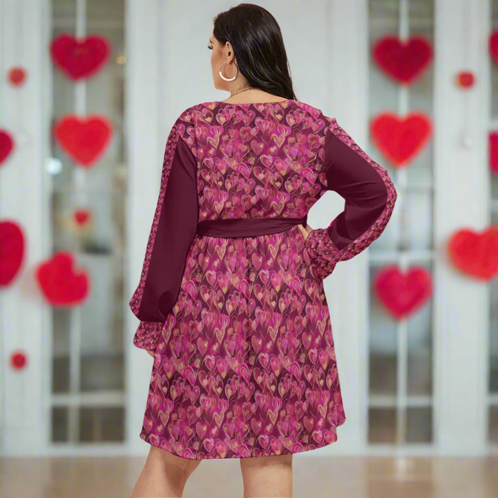 She’s a Valen-Diva V-Neck Dress with Waistband (Plus Size) | Elegant Valentine's Day Dress