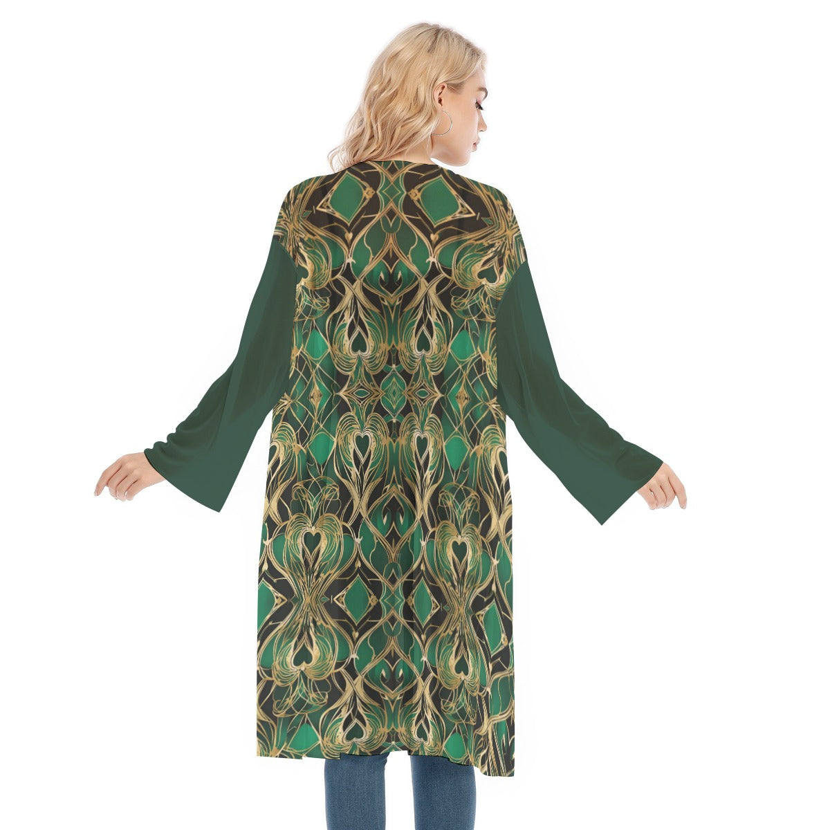 PGP Holiday Eros Époque Mesh Cardigan - Emerald & Gold Art Deco | Valentine's Day Style