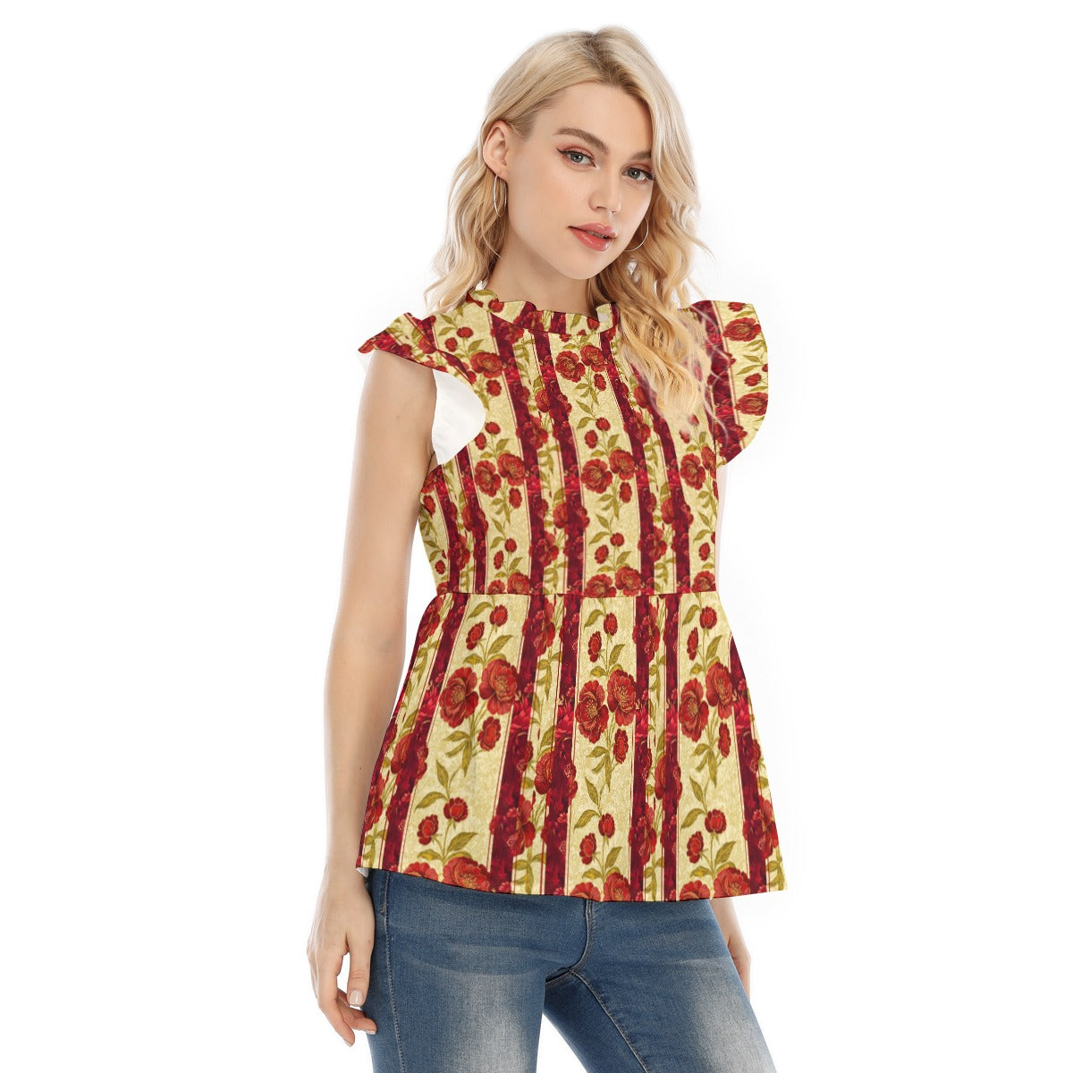 PGP Holiday Wildwood Rose Lotus Leaf Lace Blouse – Elegant & Casual Chic