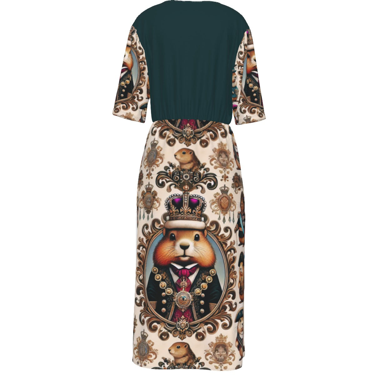 PGP Holiday Groundhog Monarchy Half-Sleeve V-Neck Sarong Gown – Effortless Elegance & Comfort!
