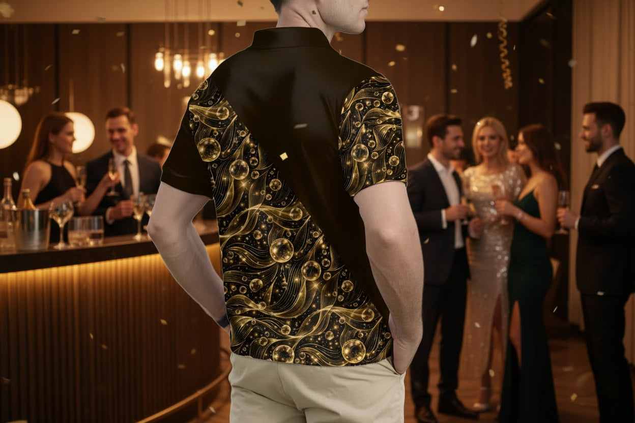 PGP Holiday All Rise – Men’s Half-Zip Polo Shirt (Short Sleeve) New Year’s Celebration Style | 2026