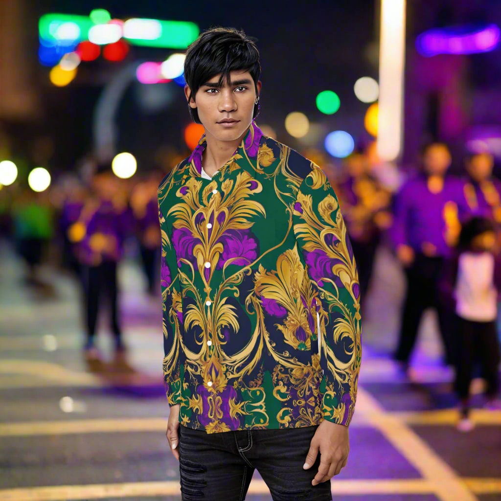 PGP Holiday Mardi Gras Long Sleeve Button-Down Shirt – Classic, Wrinkle-Resistant & Stylish