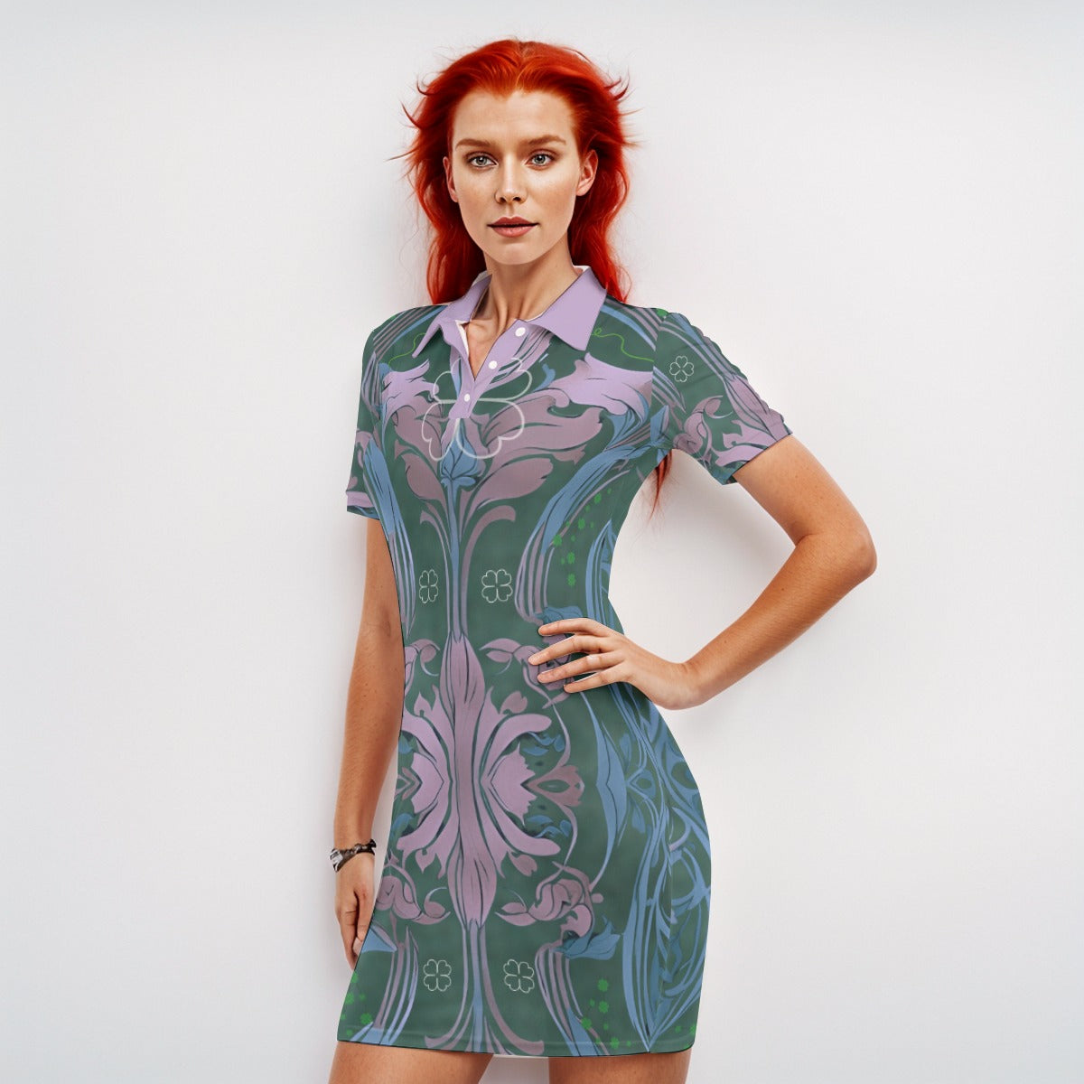 PGP Holiday Brídeach Women's Polo Collar Dress – Elegant & Stylish All-Season Wear