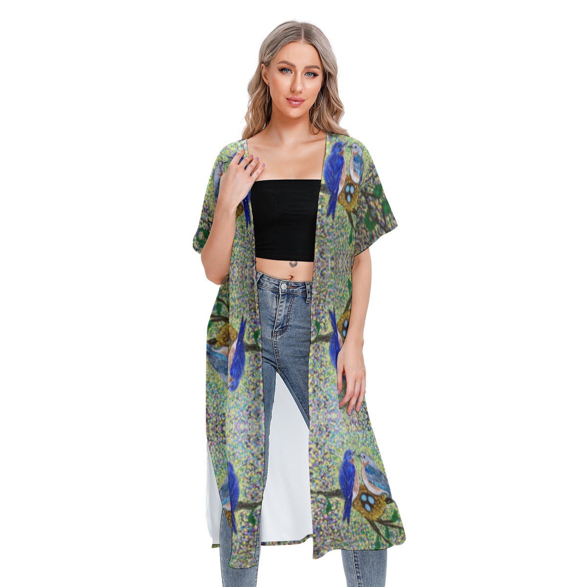 PGP Holiday Margeaux Bluebird Short Sleeve Cardigan – Lightweight Mesh Cover-Up