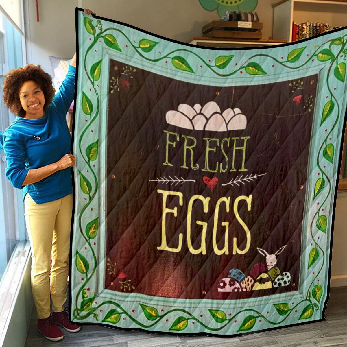 PGP Holiday Margeaux Easter Bunny Eggs Lightweight & Breathable Quilt–Cozy & Festive Spring Comfort