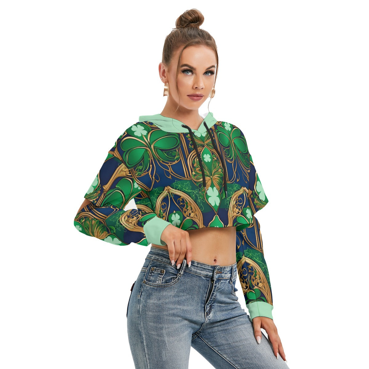 PGP Holiday Cogair Eidhneán Women's Heavy Fleece Hoodie with Hollow Out Sleeve & Drawstring