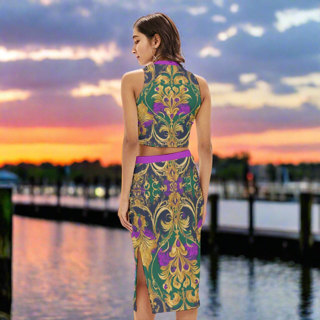 PGP Holiday Mardi Gras Split High Skirt Set – Sexy, Flattering & All-Body Inclusive