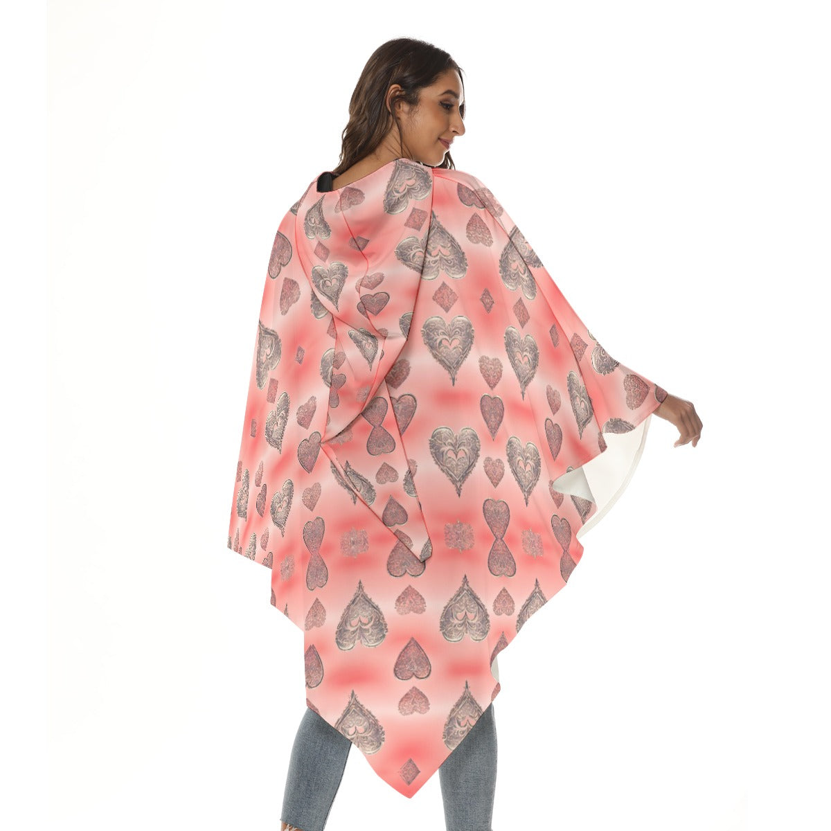 PGP Holiday She Prefers Silver Line - Coral - Unisex Moon Shadow Hooded Cloak