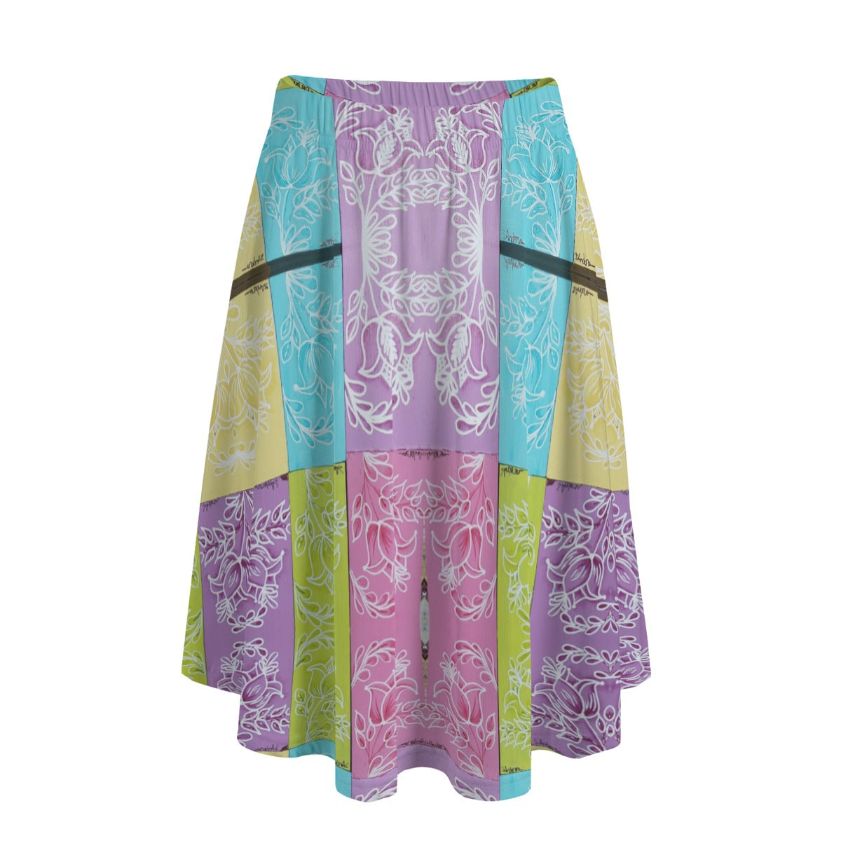 PGP Holiday Suzanne Floral Color Burst Women's Long Maxi Skirt with Pockets – Versatile A-Line