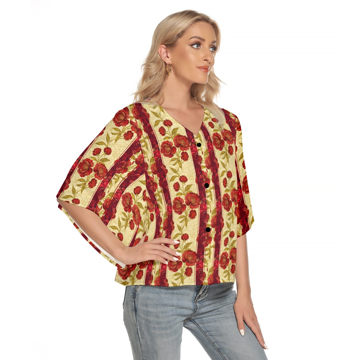 PGP Holiday Wildwood Rose Wing Sleeve Blouse – Elegant & Effortless Style