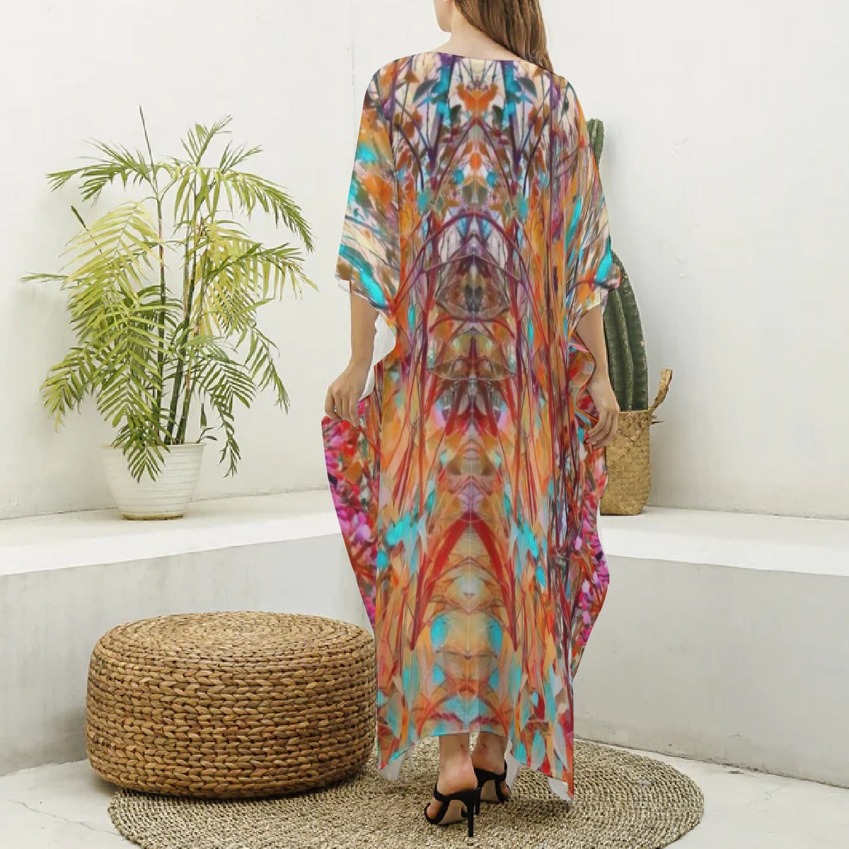 PGP Holiday Lilac Bloom Silky V-neck Kaftan