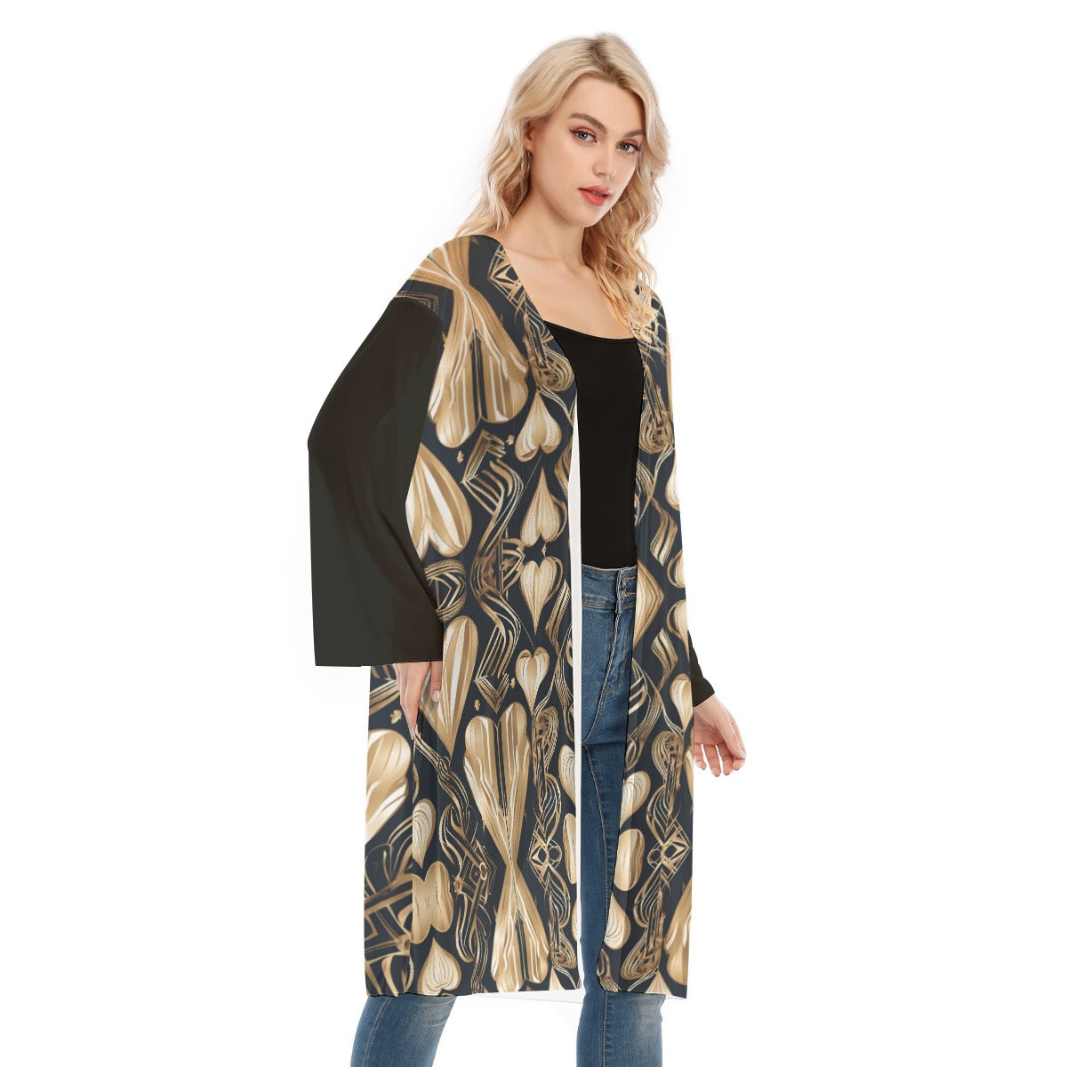 PGP Holiday Eros Époque Mesh Cardigan - Black & Gold Art Deco | Timeless Valentine's Style