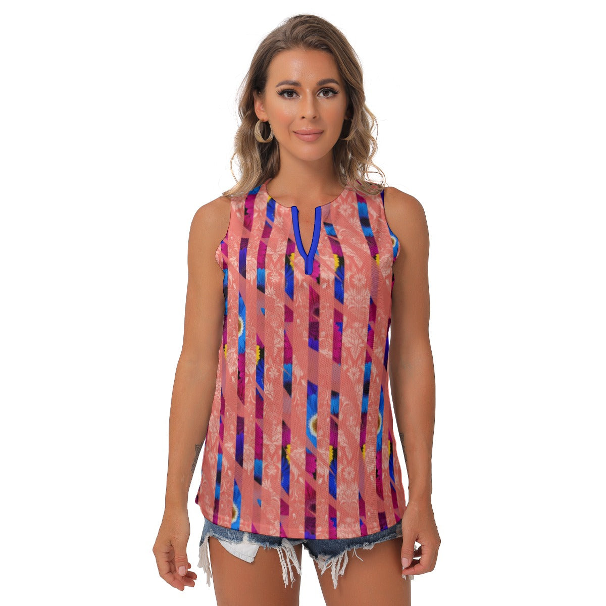 PGP Holiday Bold Bloom Sleeveless V-Neck Top – Perfect for Spring & Mother’s Day Gifting