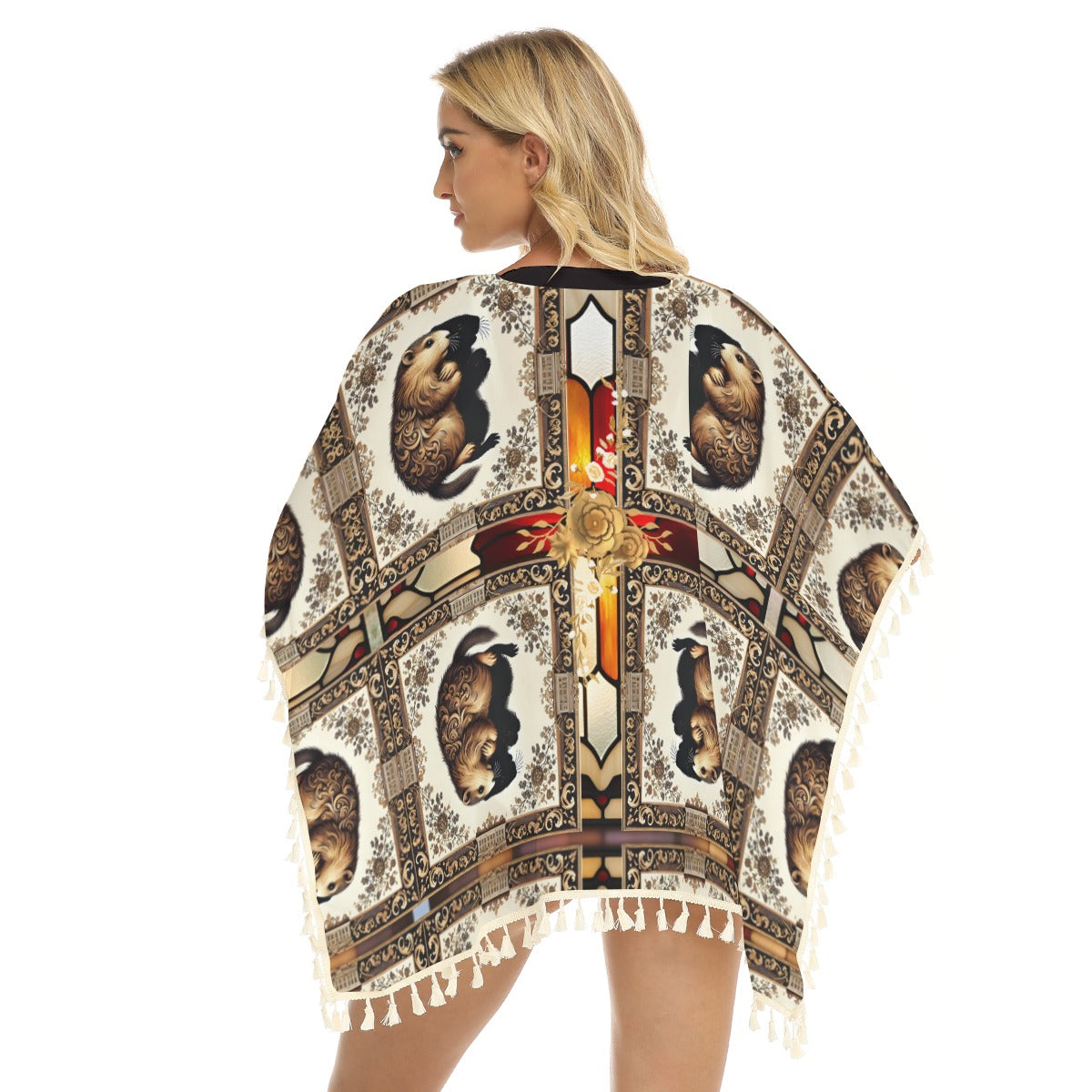 PGP Holiday Groundhog Day Winters End Square Fringed Shawl – Light, Elegant & Exotic!