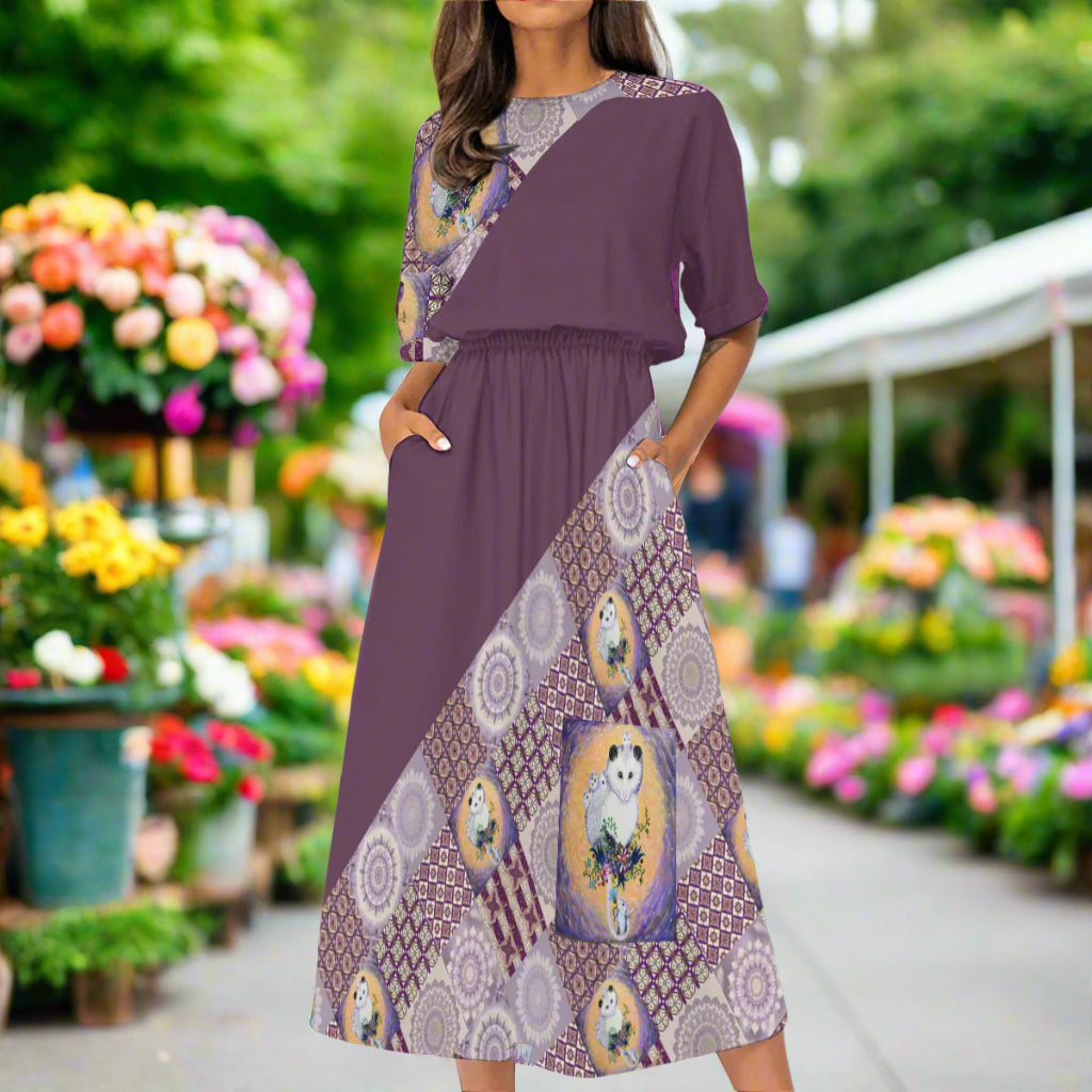 PGP Holiday Margeaux Super Mom Women's Elastic Waist Dress with Four-Way Stretch | Fashion Comfort
