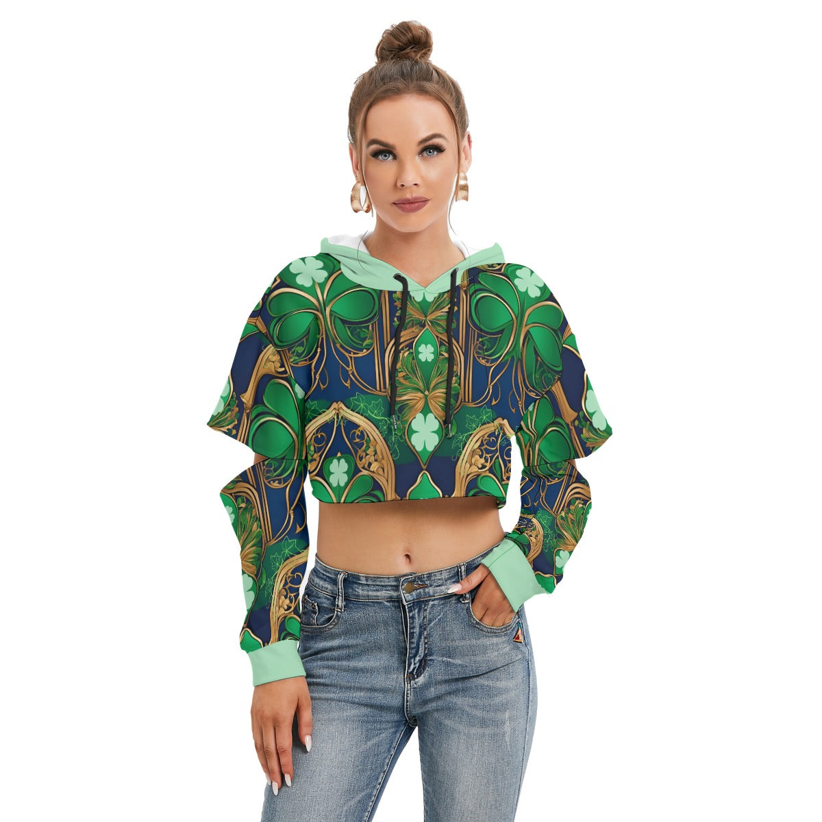 PGP Holiday Cogair Eidhneán Women's Heavy Fleece Hoodie with Hollow Out Sleeve & Drawstring