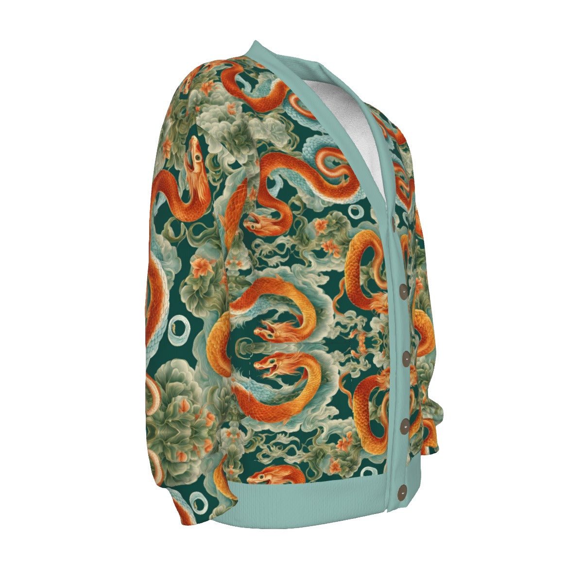 PGP Holiday Unisex Knitted Fleece Cardigan | Jade Fortune Green & Aqua | Health, Wealth & Abundance