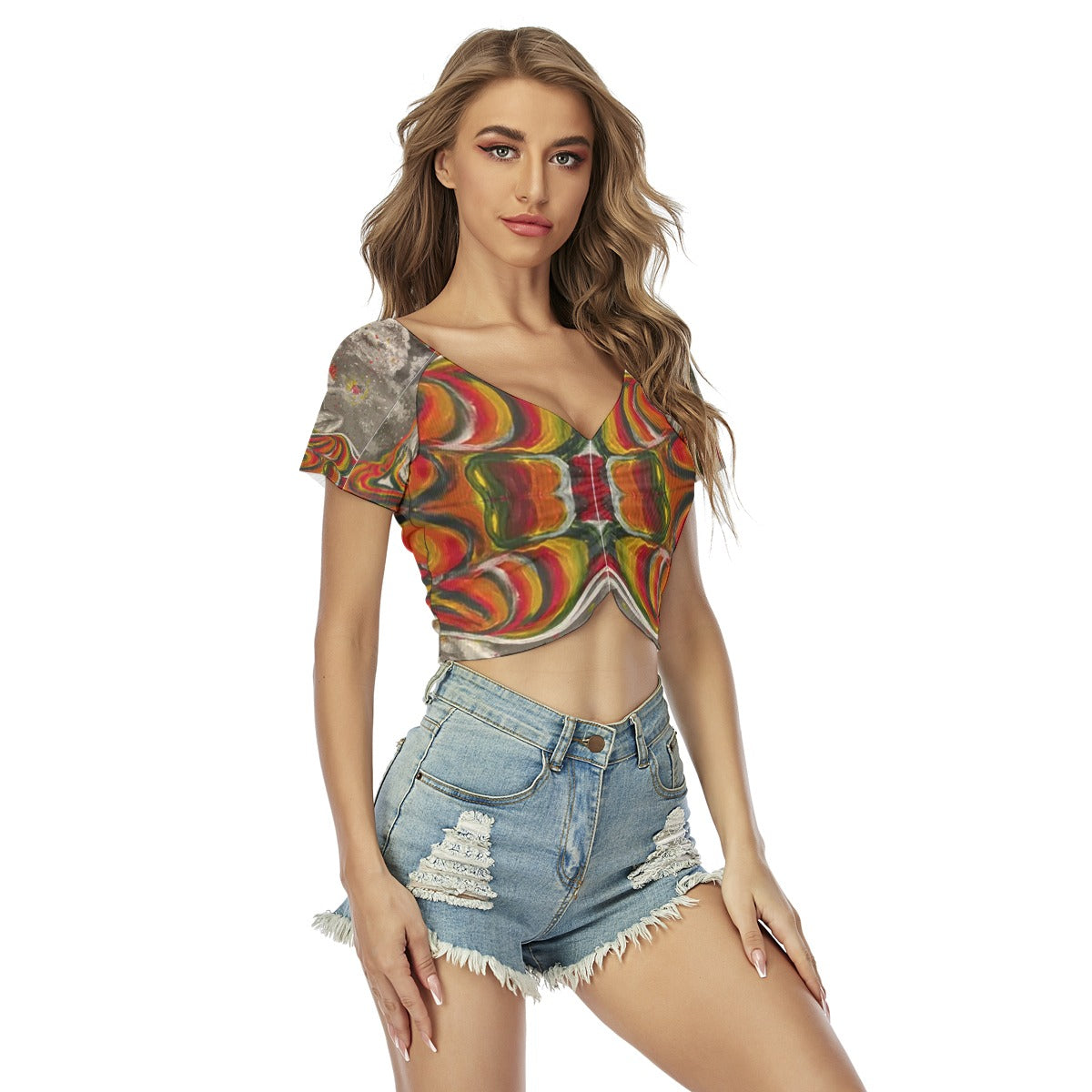 Under Grandmothers Moon Raglan Drawstring Front Crop Tee – Flirty Vibes for Sun-Soaked Days
