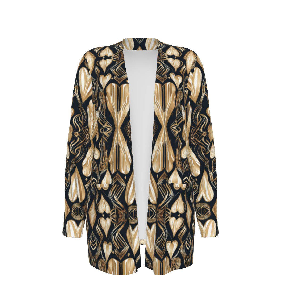 PGP Holiday Eros Époque Pocket Cardigan - Black & Gold Art Deco Design