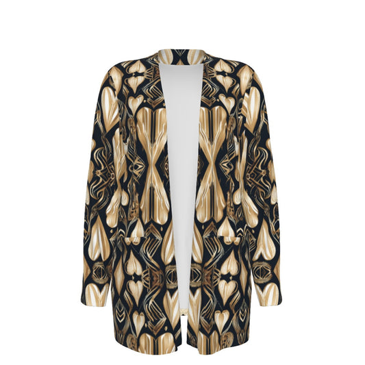 PGP Holiday Eros Époque Pocket Cardigan - Black & Gold Art Deco Design
