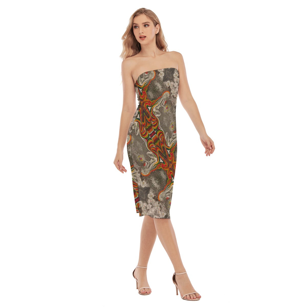 Under Grandmothers Moon Side Split Tube Top Dress – Effortless Glamour for Every Moment