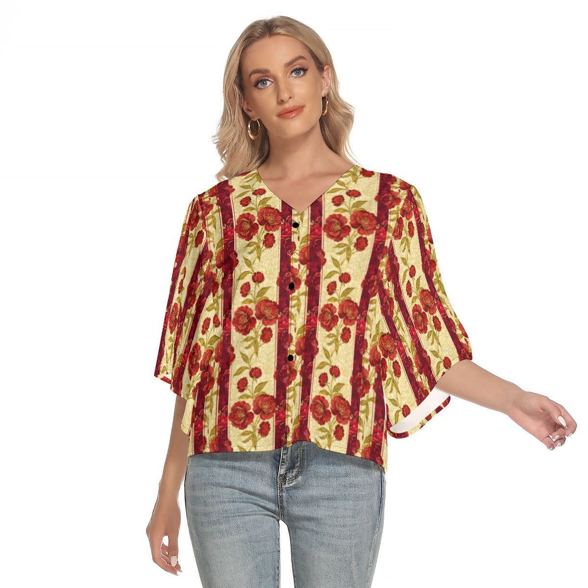 PGP Holiday Wildwood Rose Wing Sleeve Blouse – Elegant & Effortless Style