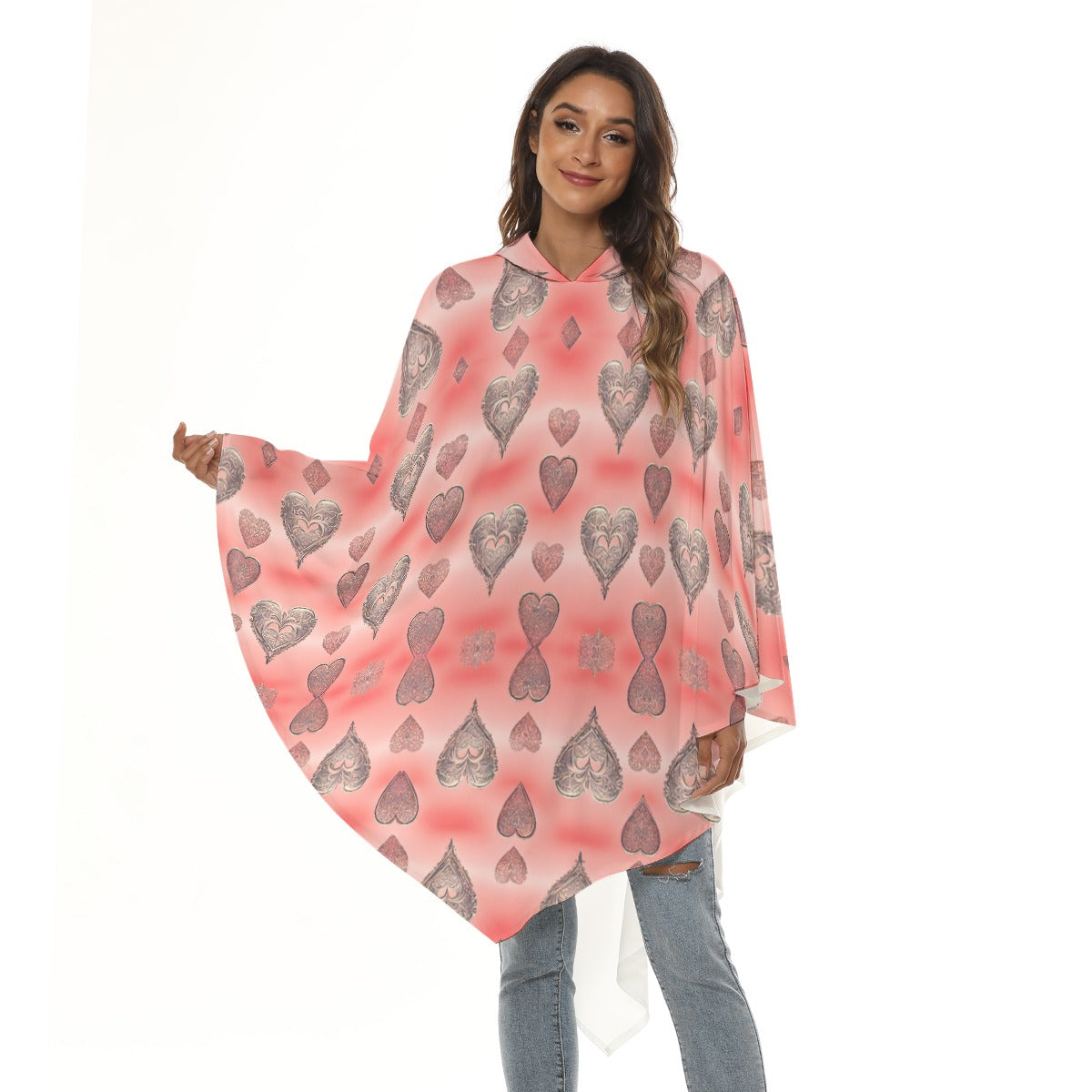 PGP Holiday She Prefers Silver Line - Coral - Unisex Moon Shadow Hooded Cloak