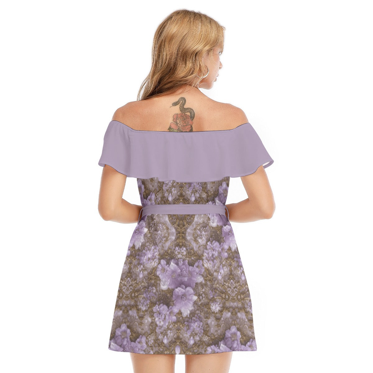PGP Holiday Mocha Lavender Dream Off-Shoulder Dress | Elegant & Effortless Style
