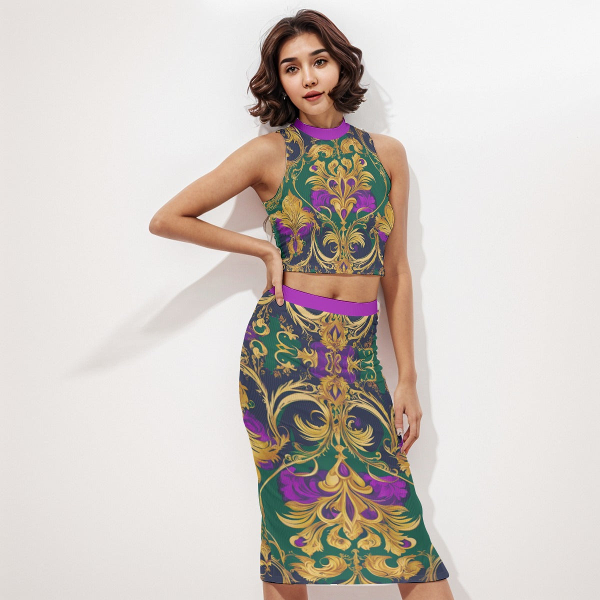 PGP Holiday Mardi Gras Split High Skirt Set – Sexy, Flattering & All-Body Inclusive
