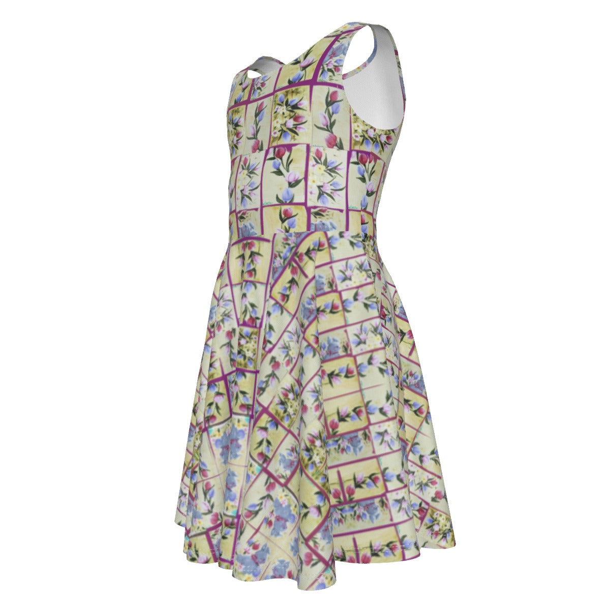 PGP Holiday Suzanne Bunny Garden Kid's Sleeveless Vest Dress –Mother/Daughter Dress Alike