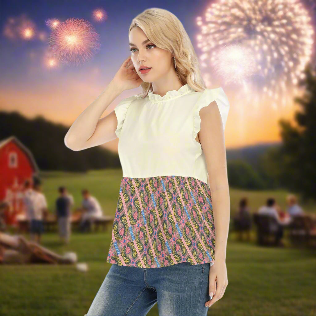 Melissa Unbound Peplum Blouse with Lotus Leaf Lace – Effortless Boho Elegance from PGP Holiday