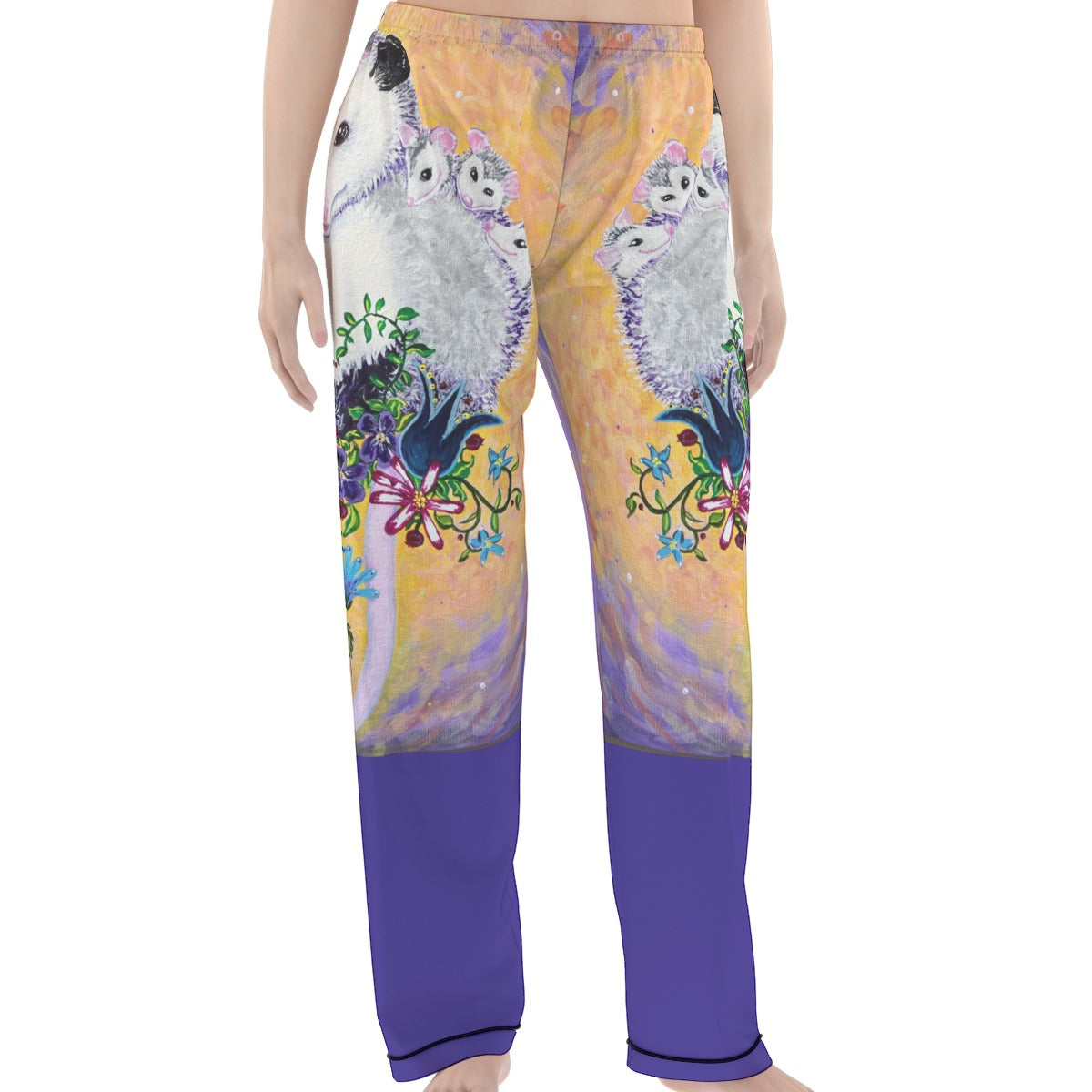 PGP Margeaux Super Mom Satin-Soft Pajama Set with Contrast Piping and Elastic Waist