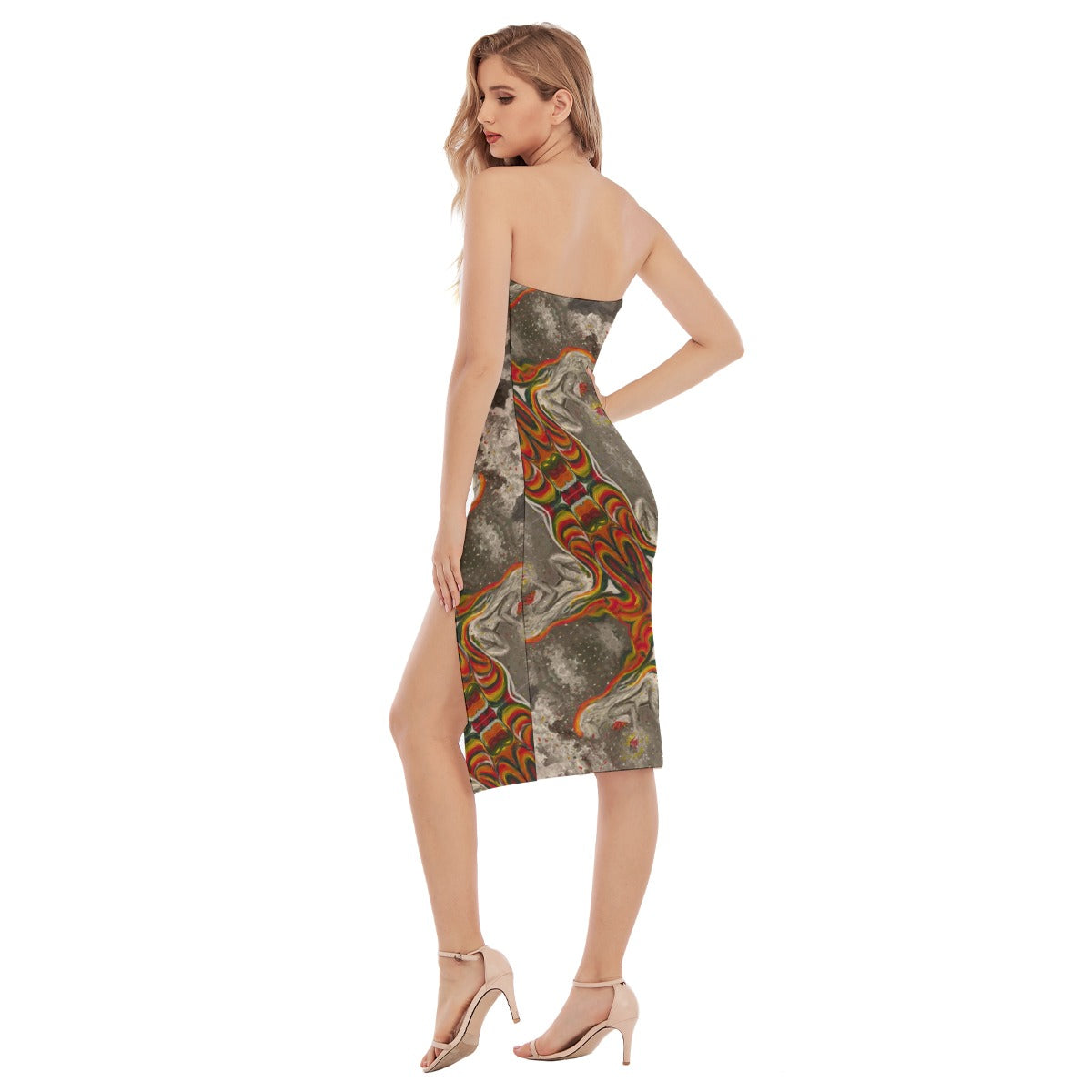 Under Grandmothers Moon Side Split Tube Top Dress – Effortless Glamour for Every Moment