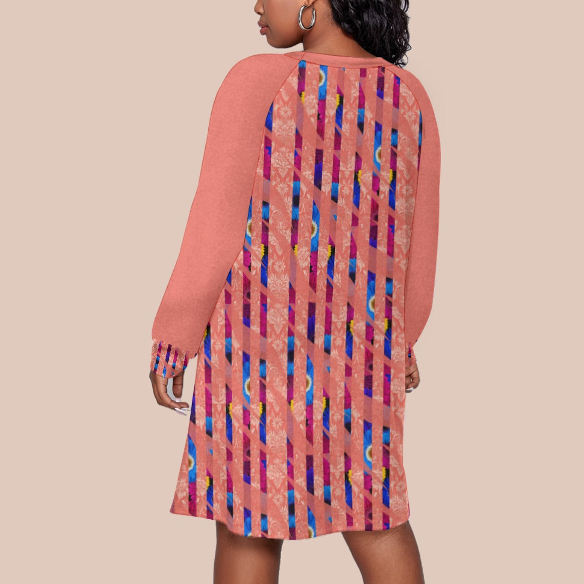 PGP Holiday Women's Bold Bloom Print Jersey Dress With Raglan Sleeve (Plus Size)