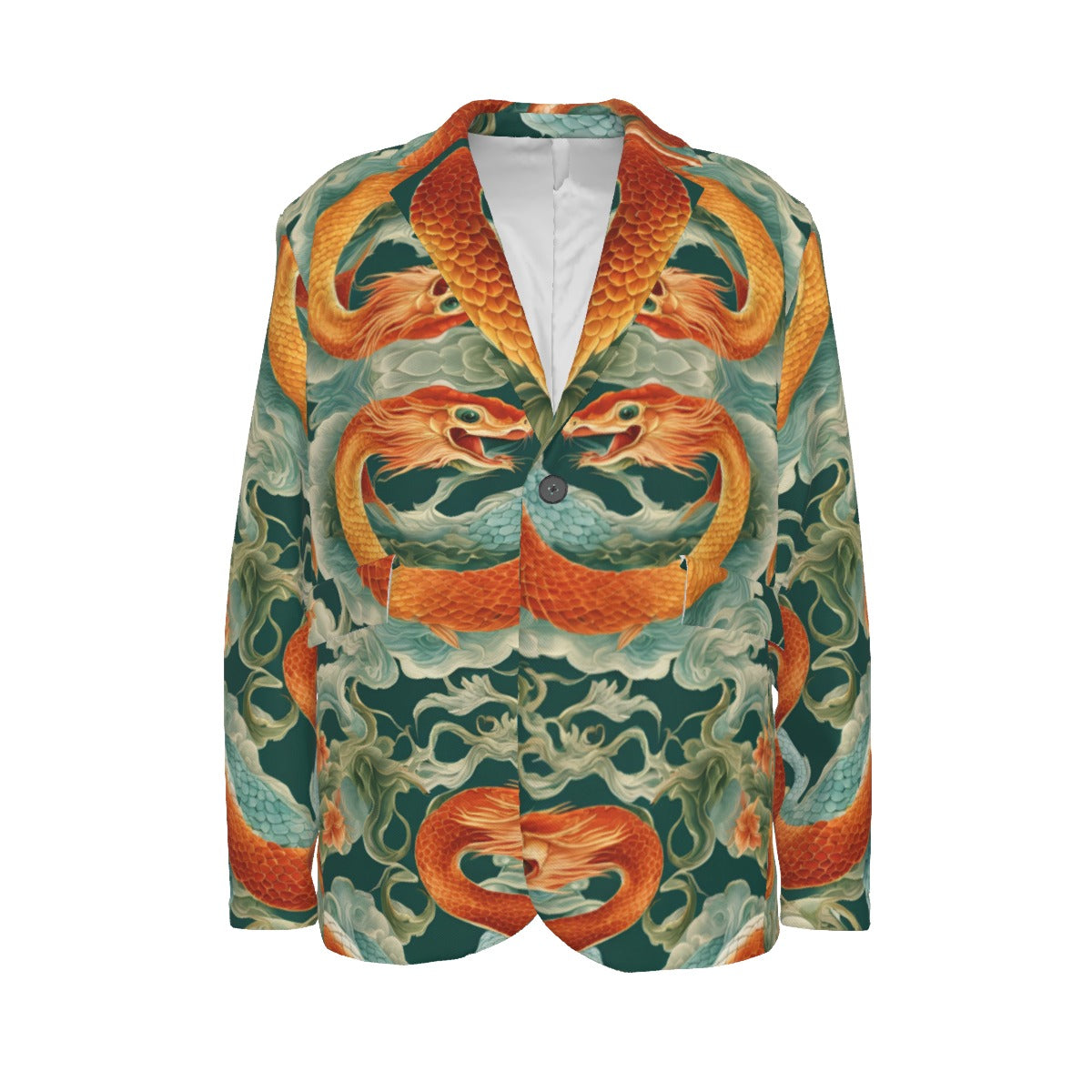 PGP Holiday Men's Blazer | Custom Cotton | Jade Fortune Green & Aqua | Health, Wealth & Abundance